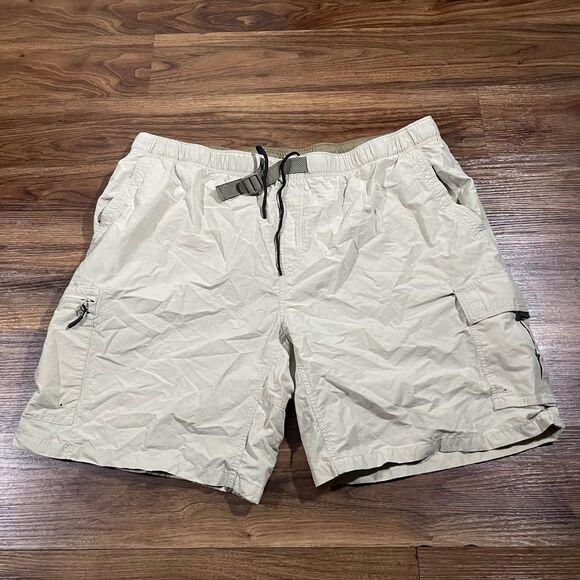 Columbia Outdoor Shorts Cargo Beige Mesh Lining Elastic Waist Men's Size 2XL - Picture 1 of 9